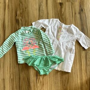 Carter’s 12 month rash guard swimsuit and cover up